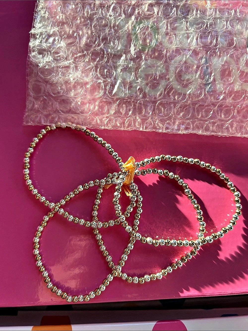 Two-Tone Beaded Set of 4 Bracelets NWT
